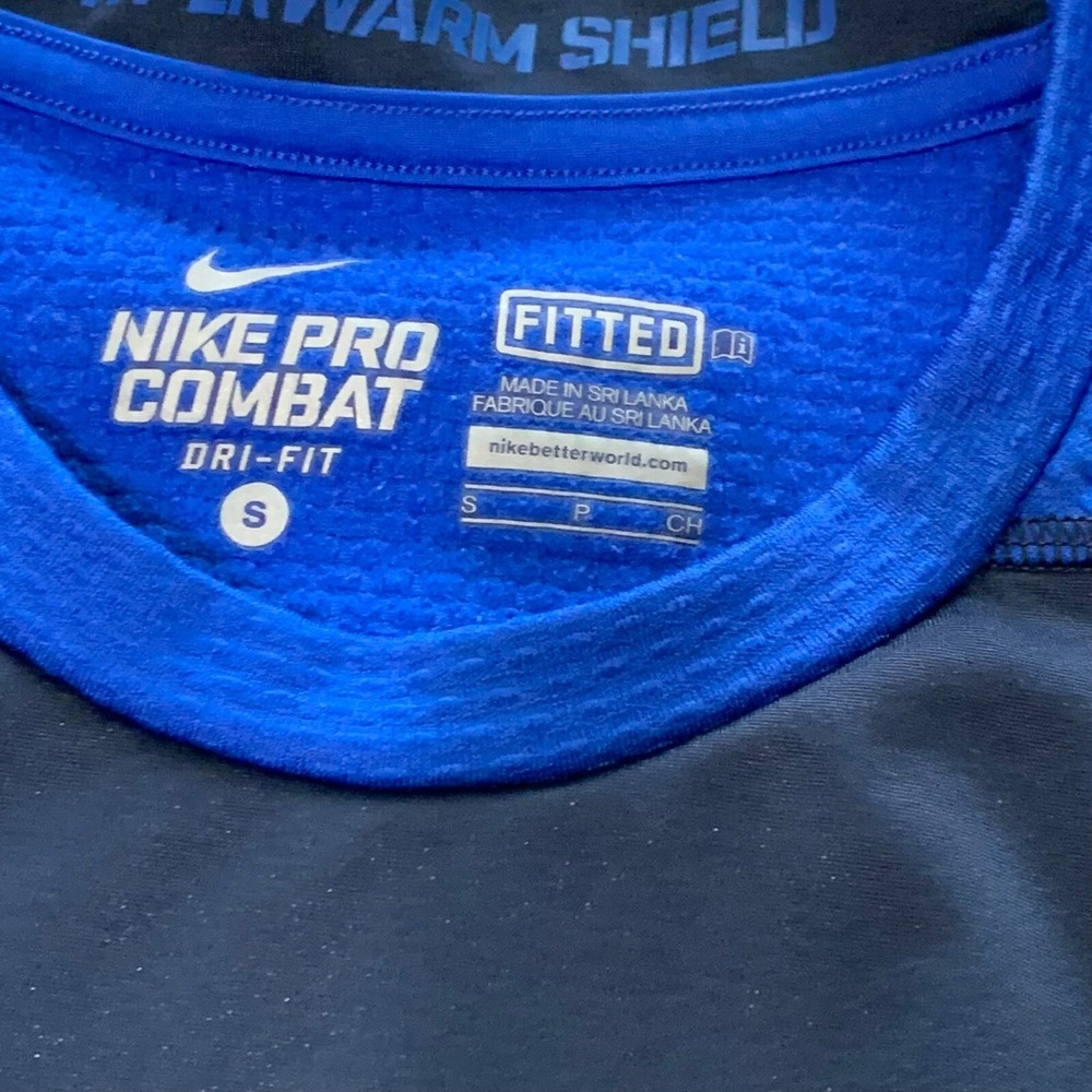 Nike Pro Combat Hyperwarm Shield Blue Long Sleeve… - image 6